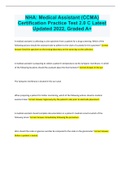 NHA&colon; Medical Assistant &lpar;CCMA&rpar; Certification Practice Test 2&period;0 C Latest Updated 2022&comma; Graded A&plus;