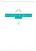 UPDATED 2024 DIALYSIS TECHNICIAN  EXAM STUDY GUIDE WITH ACCURATE  ANSWERS