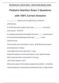 Pediatric Nutrition Exam 3 Questions with 100&percnt; Correct Answers