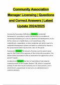 Community Association Manager Licensing &vert; Questions and Correct Answers &vert; Latest Update 2024&sol;2025