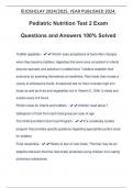 Pediatric Nutrition Test 2 Exam Questions and Answers 100&percnt; Solved