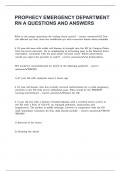 PROPHECY EMERGENCY DEPARTMENT RN A QUESTIONS AND ANSWERS