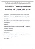 Physiology of Thermoregulation Exam Questions and Answers 100&percnt; Solved