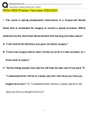 PEDs HESI Practice Test QUESTIONS & ANSWERS TEST BANK&sol;A&plus; GUIDE &sol;Latest 20222023