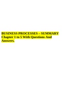 BUSINESS PROCESSES – SUMMARY Chapter 1 to 5 With Questions And Answers.