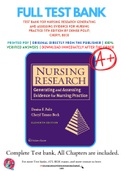 Test Bank For Nursing Research Generating and Assessing Evidence for Nursing Practice 11th Edition by Denise Polit&semi; Cheryl Beck 9781975110642 Chapter 1-33 Complete Guide &period;