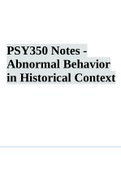 PSY350 Notes - Abnormal Behavior in Historical Context