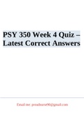 PSY 350 Week 4 Quiz – Latest Correct Answers