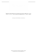 NUR 3145 Pharmacotherapeutics Pharm quiz