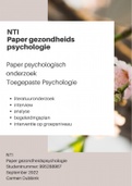 NTI paper Psychologisch onderzoek - tabaksverslaving - Gezondheidspsychologie - Geslaagd 2022