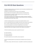 CLU HS 323 Quiz Questions And Answers 2022/2023