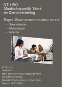 NTI module Waarnemen en Observeren Nieuw 2022 - Observatieplan&comma; Adviesrapport&comma; Reflectie - Geslaagd 2022