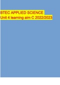 BTEC APPLIED SCIENCE Unit 4 learning aim C 2022/2023