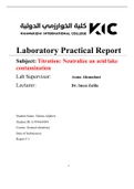 Laboratory Practical Report Subject&colon; Titration&colon; Neutralize an acid lake contamination