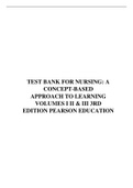 TEST BANK FOR NURSING A CONCEPT-BASED APPROACH TO LEARNING VOLUMES I II & III 3RD EDITION PEARSON EDUCATION