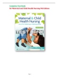Test Bank for Maternal and Child Health Nursing  9th Edition by Silbert Flagg