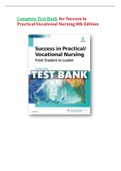 Test Bank for Success in Practical Vocational Nursing 8th Edition