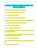 Anatomical Terminology Questions and  Answers Rated A