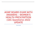 AGNP BOARD EXAM WITH ANSWERS – WOMEN’S HEALTH PRESCRIPTION (101 Questions) 2022 UPDATE 