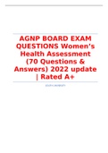 AGNP BOARD EXAM QUESTIONS Women’s Health Assessment (70 Questions & Answers) 2022 update | Rated A+