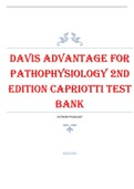 DAVIS ADVANTAGE FOR  PATHOPHYSIOLOGY 2ND  EDITION CAPRIOTTI TEST  BANK