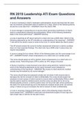 RN 2019 Leadership ATI Exam Questions and Answers