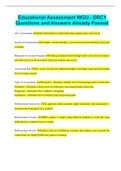 Educational Assessment WGU - DRC1 Questions and Answers Already Passed