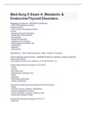 Med-Surg II Exam 4: Metabolic & Endocrine/Thyroid Disorders