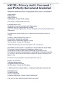 NS1220 - Primary Health Care week 1 quiz Perfectly Solved And Graded A&plus;