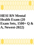 HESI RN Mental Health Exam (20Exam Sets, 1500+ Q &A, Newest-2022)