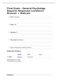 PSY 101 Final Exam - Requires Respondus LockDown Browser + Webcam: General Psychology