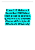 Chem 218 Midterm 5 December 2022 latest exam practice solution, questions and answers Chemical Principles II (Athabasca University)