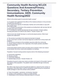 Community Health Nursing NCLEX Questions And Answers(Primary, Secondary, Tertiary Prevention. Immunizations. AIDS. Community Health Nursing)2022
