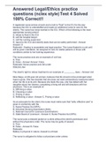 Answered Legal&sol;Ethics practice questions &lpar;nclex style&rpar; Test 4 Solved 100&percnt; Correct&excl;&excl;