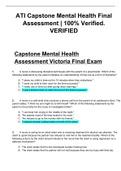 ATI Capstone Mental Health Final Assessment | 100% Verified. VERIFIED