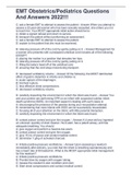 EMT Obstetrics&sol;Pediatrics Questions And Answers 2022&excl;&excl;&excl;
