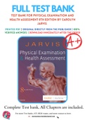 Test Bank For Physical Examination and Health Assessment 8th Edition by Carolyn Jarvis 9780323510806 Chapter 1-32 Complete Guide .