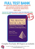 Test Bank For Nursing Research Generating and Assessing Evidence for Nursing Practice 11th Edition by Denise Polit&semi; Cheryl Beck 9781975110642 Chapter 1-33 Complete Guide &period;