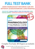 Test Bank for Lehne's Pharmacology for Nursing Care 10th & 11th Edition By Jacqueline Burchum; Laura Rosenthal (BUNDLE)