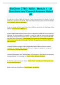BioChem C785 - WGU FULL SOLUTION PACK &lpar;ALL BioChem C785 - WGU EXAMS AND STUDY QUESTIONS ARE HERE &comma;ALL ANSWERED CORRECTLY&rpar;