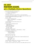 CS 1027 MIDTERM EXAMS  art I. Multiple Choice Questions