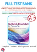 Test Banks For Nursing Research in Canada 4th Edition  by Cherylyn Cameron; Geri LoBiondoWood; Judith Haber; Mina Singh, 9781771720984, Chapter 1-20 Complete Guide