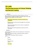 FIN  6406 The Nursing process of Critical Thinking  And Decision making            