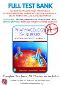 Test Bank For Pharmacology for Nurses A Pathophysiological Approach 6th Edition by Michael P. Adams; Norman Holland; Carol Quam Urban 9780135218334 Chapter 1-50 Complete Guide.