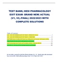 TEST BANK; HESI PHARMACOLOGY EXIT EXAM- BRAND NEW| ACTUAL (V1, V2,-FINAL) 2022/2023 WITH COMPLETE SOLUTIONS