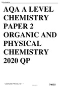 AQA A LEVEL CHEMISTRY PAPER 2 ORGANIC AND PHYSICAL CHEMISTRY 2020 QP