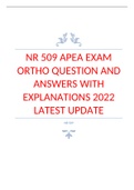 NR 509 APEA EXAM ORTHO QUESTION AND ANSWERS WITH EXPLANATIONS 2022 LATEST UPDATE