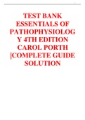 TEST BANK ESSENTIALS OF PATHOPHYSIOLOGY 4TH EDITION CAROL PORTH|CHAPTER 1-46|COMPLETE GUIDE SOLUTION WITH ANSWER KEY.