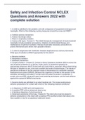 Safety and Infection Control NCLEX Questions and Answers 2022 with complete solution