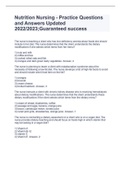 Nutrition Nursing - Practice Questions and Answers Updated 2022&sol;2023&semi;Guaranteed success